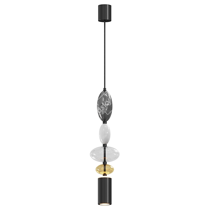  Adjustable Monochrome Pendant Light 3D model image 3