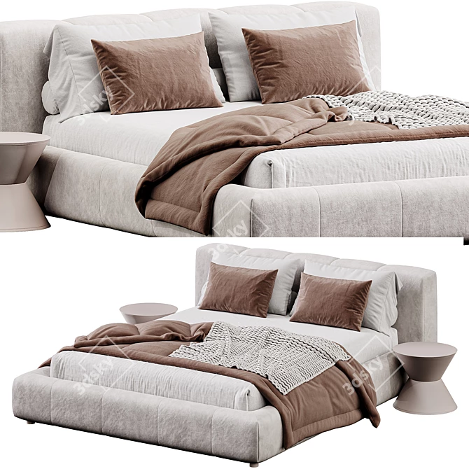 Luxury Liam Bed, Merino Pearl 3D model image 3