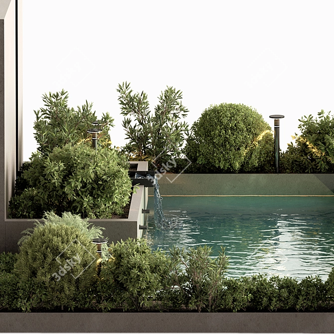Outdoor Living Set with Pool 3D model image 5