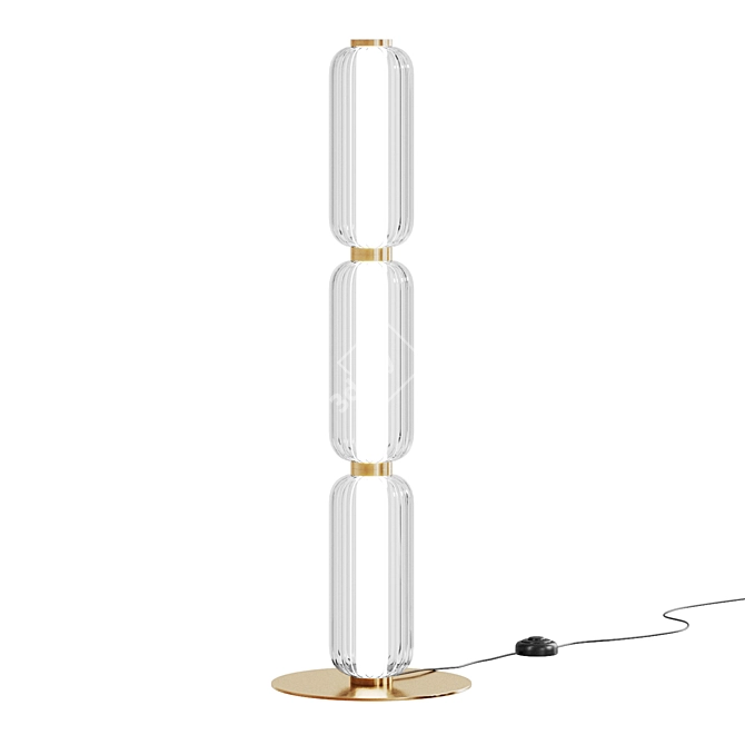 Sleek Metal Glass Floor Lamp 3D model image 3