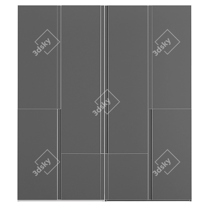 Customizable Wooden Wardrobe Cabinet 3D model image 3