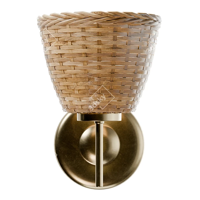  Scandinavian Rattan Brass Wall Sconces 3D model image 2