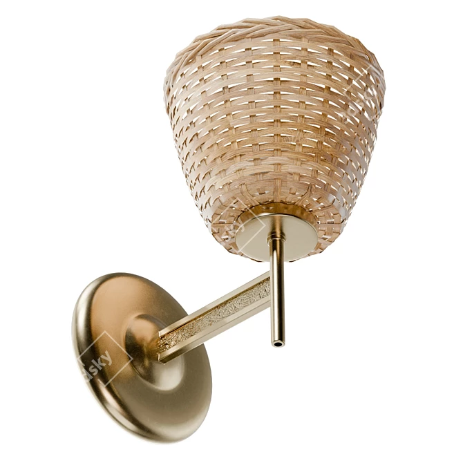  Scandinavian Rattan Brass Wall Sconces 3D model image 5