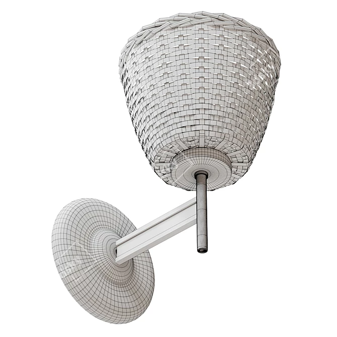  Scandinavian Rattan Brass Wall Sconces 3D model image 6