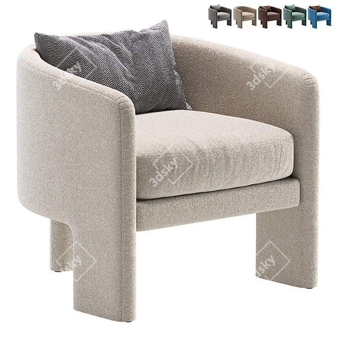 Elegant Shandy Armchair by Cazarina 3D model image 1