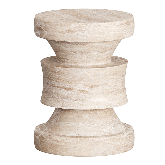  Modernist French Crafted Travertine Stool 3D model image 2