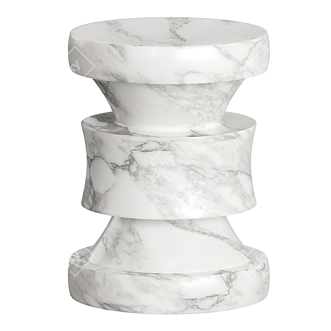  Modernist French Crafted Travertine Stool 3D model image 3