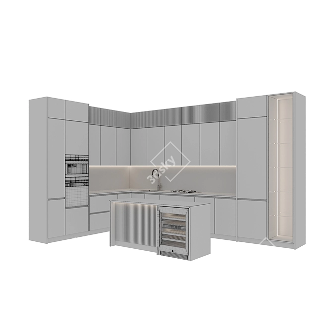 Modern Kitchen 3D Models Set 3D model image 7