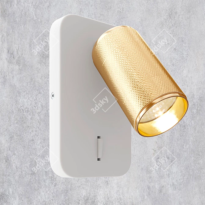 Black & Brass Knurled Wall Light 3D model image 3