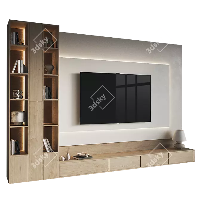 Modern TV Wall Unit 3DS 3D model image 1