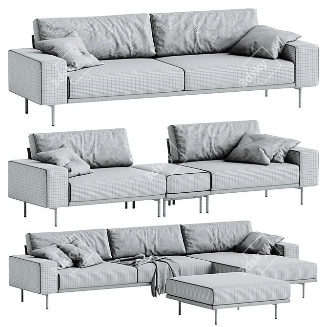 Modern 3D Max Piu Sofa 3D model image 6