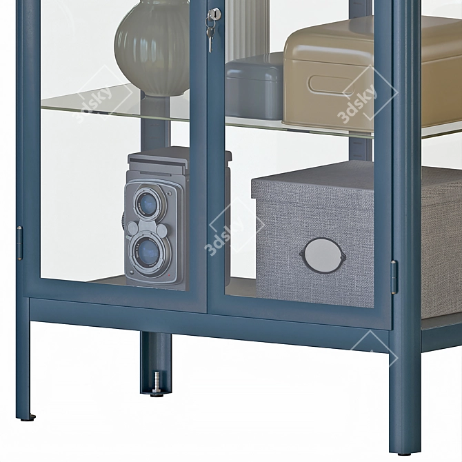 Dark Blue Glass-door Cabinet 42cm 3D model image 3