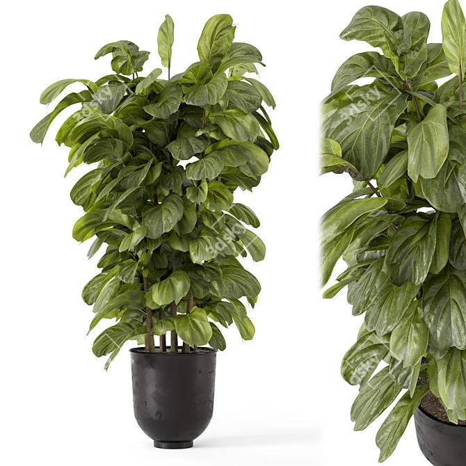 Handcrafted Metal Pot Indoor Plants 3D model image 1