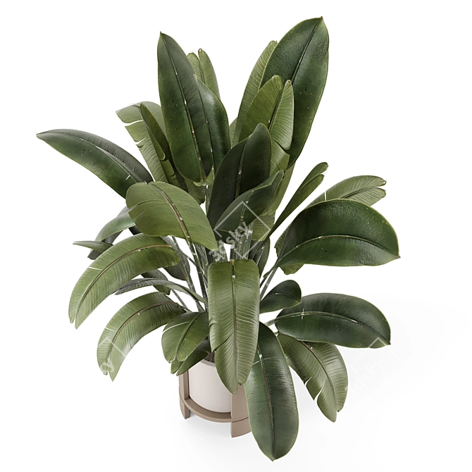 Handmade Metal Pot Indoor Plants 3D model image 2