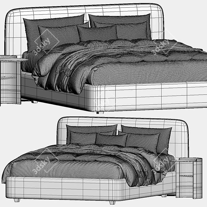 Barry Bed with Storage: Modern Design 3D model image 6