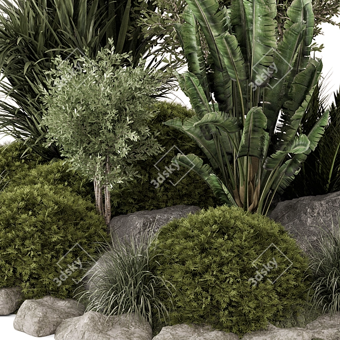 Outdoor Garden Set: Lush Bushes 3D model image 5