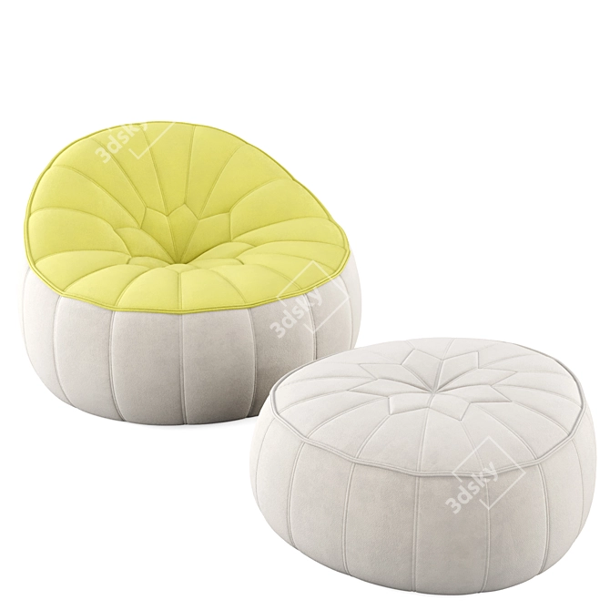 Ligne Roset Armchair Set: Ottoman 3D model image 4