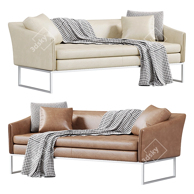 Eco-Leather Triple Office Sofa 3D model image 2