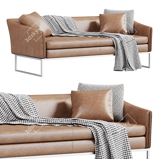Eco-Leather Triple Office Sofa 3D model image 3