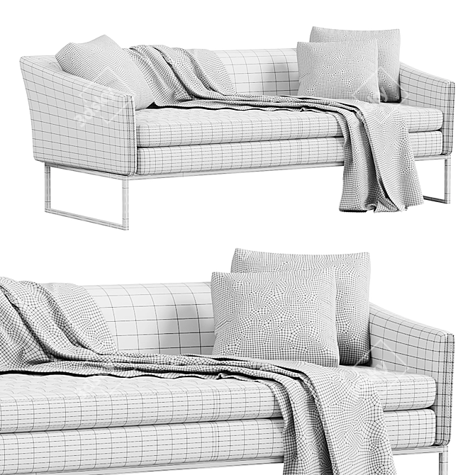 Eco-Leather Triple Office Sofa 3D model image 7