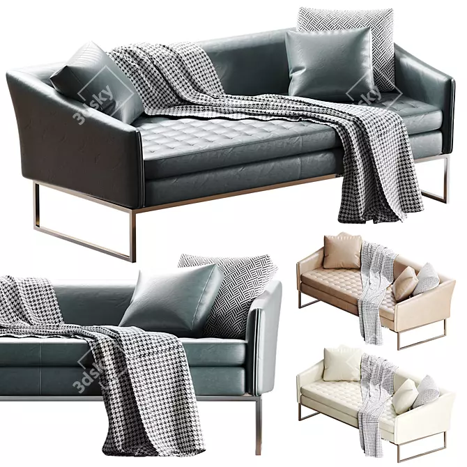 Eco-Leather Triple Office Sofa 3D model image 8