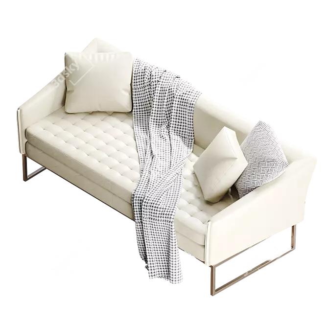 Eco-Leather Triple Office Sofa 3D model image 11