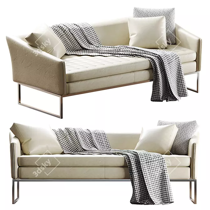Eco-Leather Triple Office Sofa 3D model image 15
