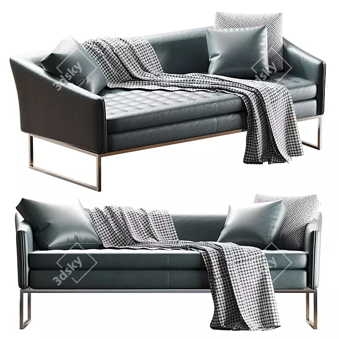 Eco-Leather Triple Office Sofa 3D model image 16