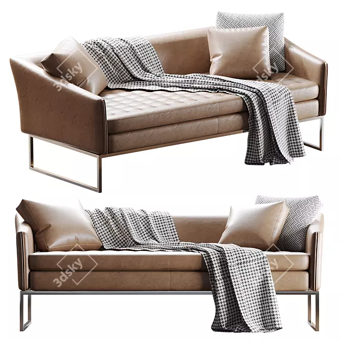 Eco-Leather Triple Office Sofa 3D model image 17