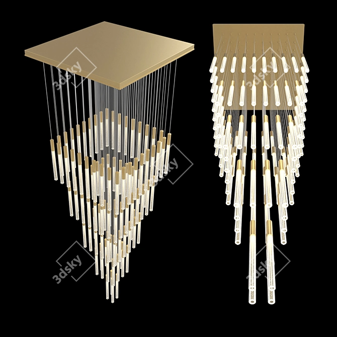 Modern Cascade Bubbles LED Chandelier 3D model image 6