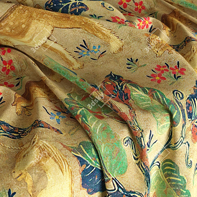  Forest Velvet Fabric PBR Texture 3D model image 4