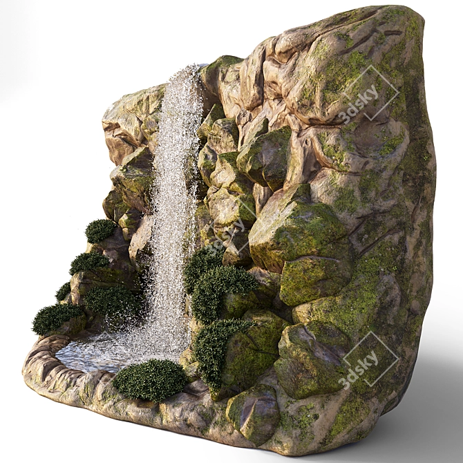 Cascade Falls Rocky Cliff Garden 3D model image 4