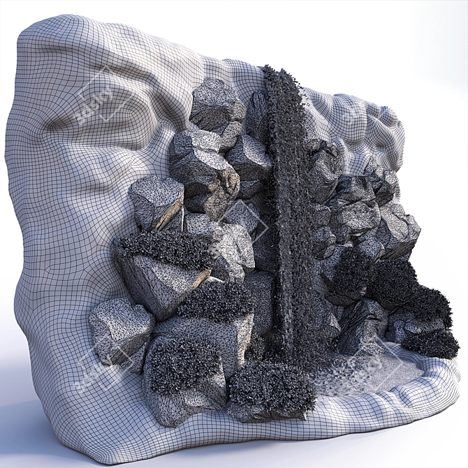 Cascade Falls Rocky Cliff Garden 3D model image 6