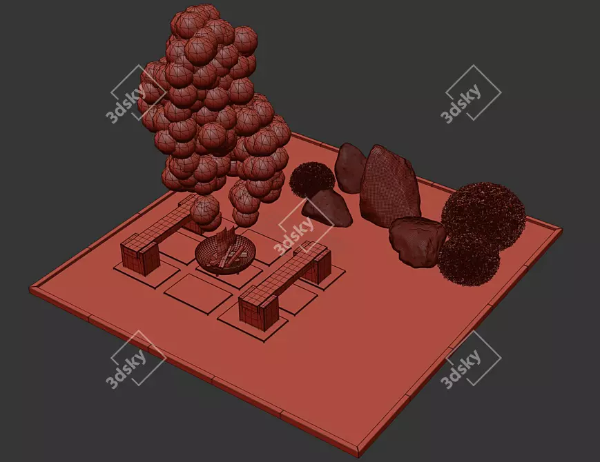 Zen Stone Oasis Seat Area 3D model image 4