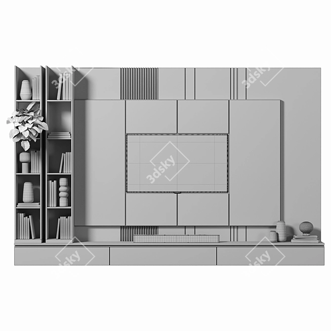Elegant TV Wall Unit 2015 3D model image 4