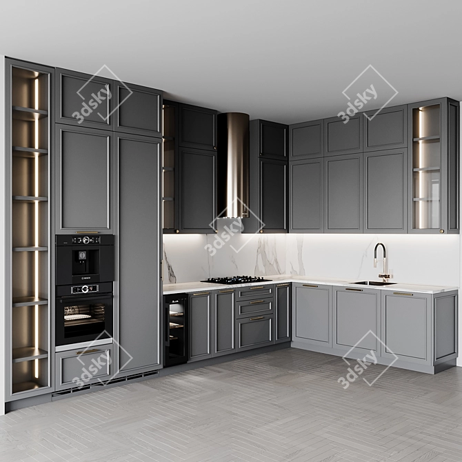 Adjustable Modern Kitchen Unit 3D model image 3