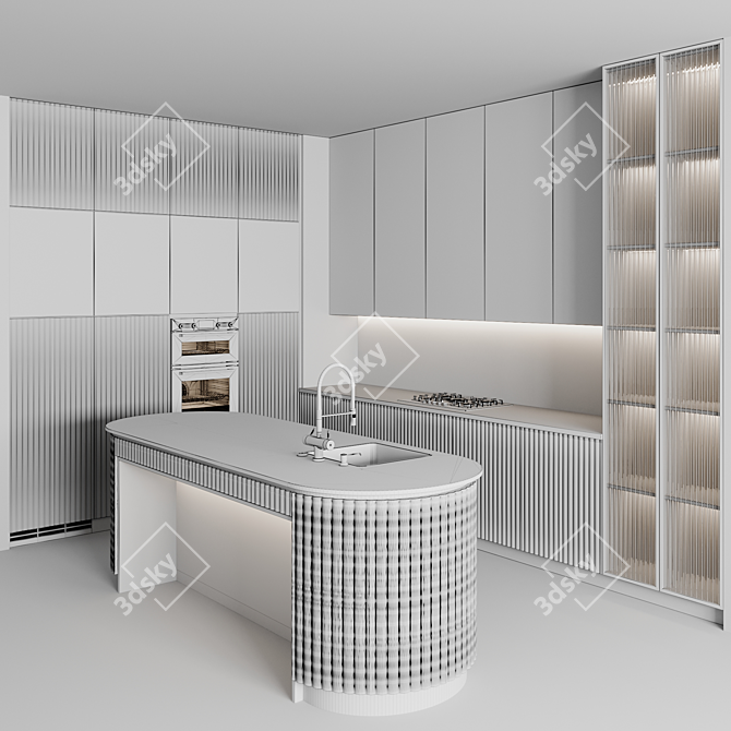 Sleek Modern Kitchen Unit 3D model image 6