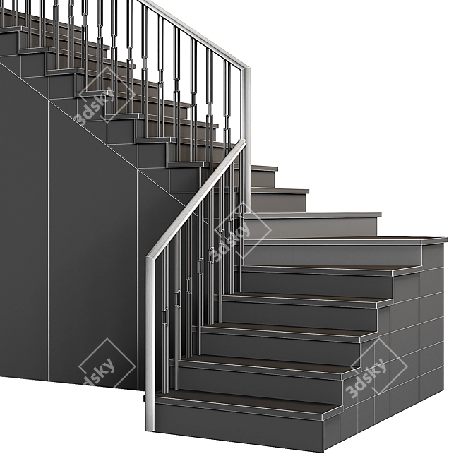 Modern Staircase 26 Kit 3D model image 5