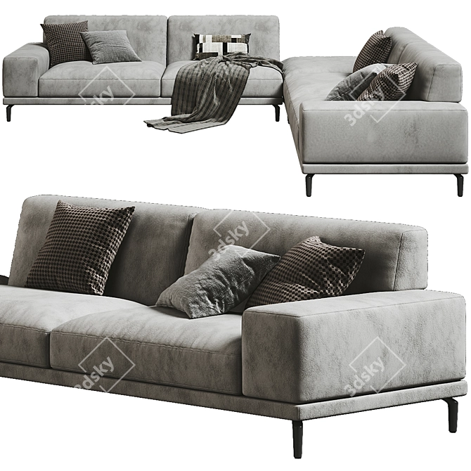 Contemporary Ditre L-Shaped Sofa 3D model image 3