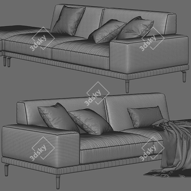 Contemporary Ditre L-Shaped Sofa 3D model image 4