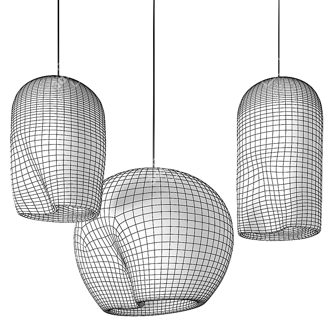 Sleek Metal Bucket Pendant Lamps 3D model image 5