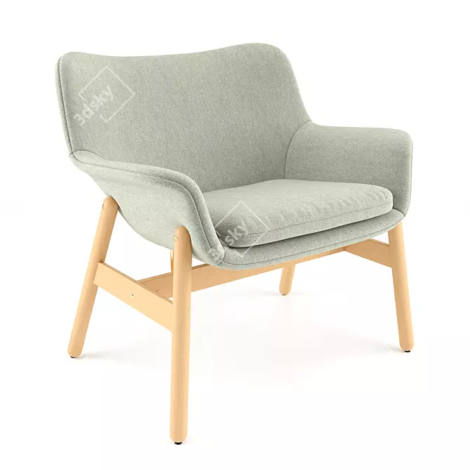 Contemporary Vedbo Armchair in Light Green 3D model image 1