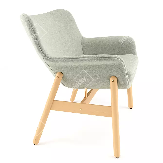 Contemporary Vedbo Armchair in Light Green 3D model image 3