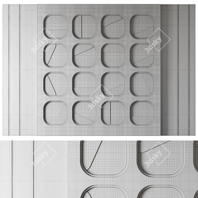  Mirror-Paneled Headboard with Cells 3D model image 11