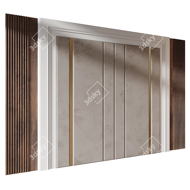 Wood Fabric Wall Panels Set 3D model image 1