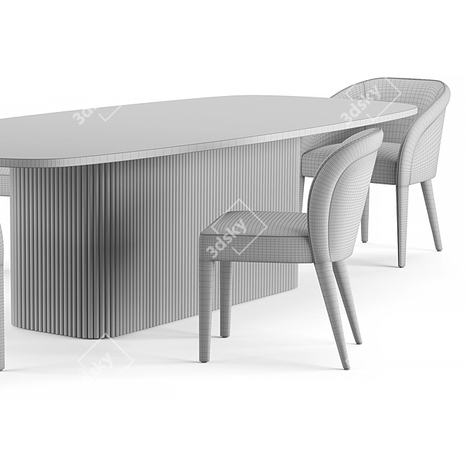 Luxury Dining Table Set with Chairs 3D model image 5