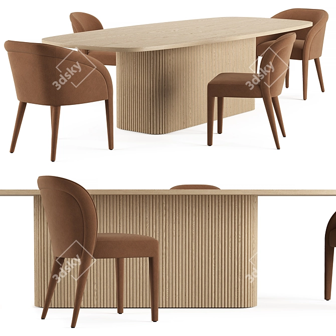 Luxury Dining Table Set with Chairs 3D model image 8