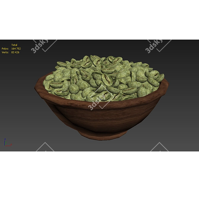 Organic Coffee Bean Bowl 3D model image 7