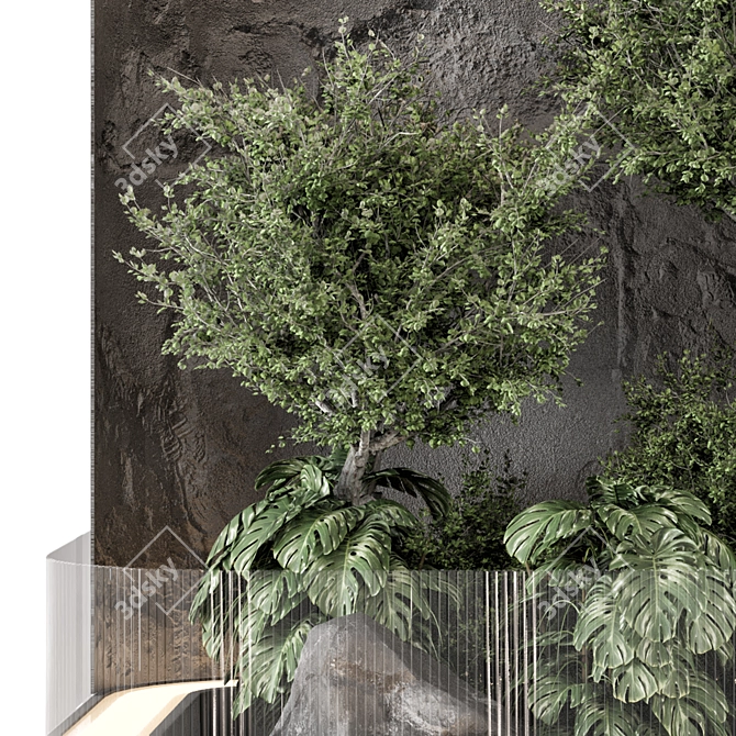 Glass-Enclosed Indoor Plant Garden Set 3D model image 5