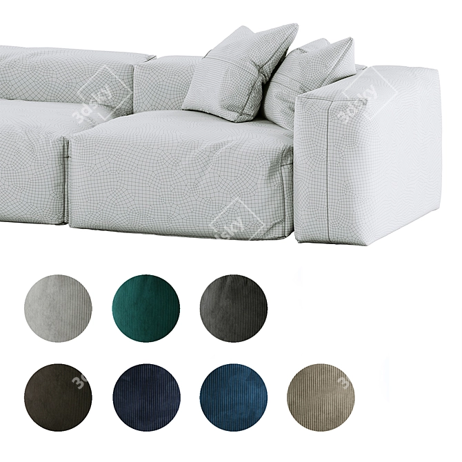 Modular Sofa with Cushions 3D model image 5